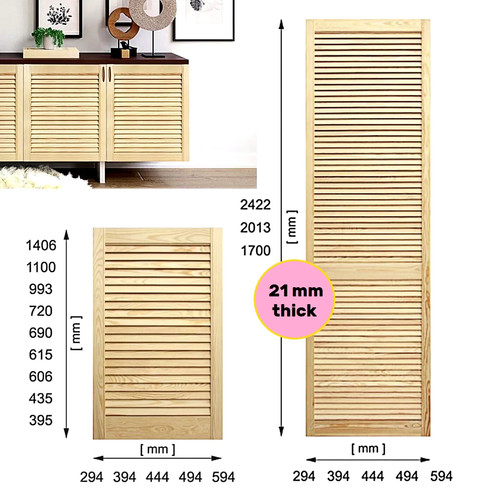 Wooden open louvre wardrobe - open,
